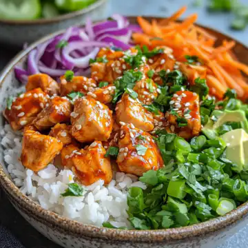 Sweet Chili Chicken Bowl Recipe taken with iphone 15 pro max --iw 2 --ar 4:5 --v 6.1 --raw