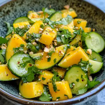 Thai Mango Cucumber Salad Recipe taken with iphone 15 pro max --iw 2 --ar 4:5 --v 6.1 --raw
