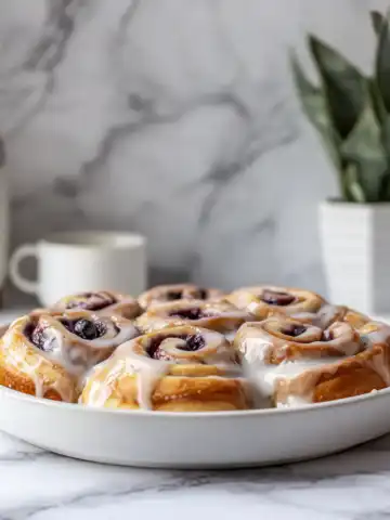The BEST Blueberry Cinnamon Rolls Recipe taken with iphone 15 pro max --iw 2 --ar 4:5 --v 6.1 --raw