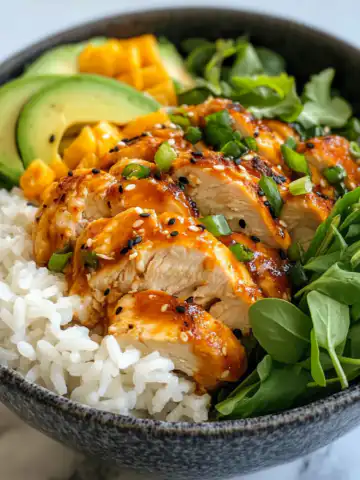 The Best Coconut Chicken Rice Bowl Recipe taken with iphone 15 pro max --iw 2 --ar 4:5 --v 6.1 --raw