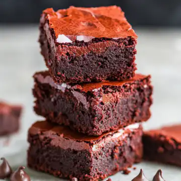 The Best Fudgy Red Velvet Brownies Recipe taken with iphone 15 pro max --iw 2 --ar 4:5 --v 6.1 --raw