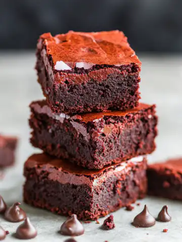 The Best Fudgy Red Velvet Brownies Recipe taken with iphone 15 pro max --iw 2 --ar 4:5 --v 6.1 --raw