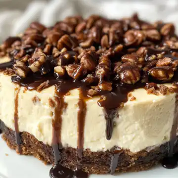 Turtle Cheesecake Recipe taken with iphone 15 pro max --iw 2 --ar 4:5 --v 6.1 --raw