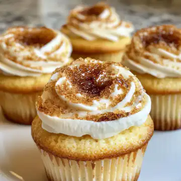 Vanilla Bean Crème Brûlée Cheesecake Cupcakes Recipe taken with iphone 15 pro max --iw 2 --ar 4:5 --v 6.1 --raw
