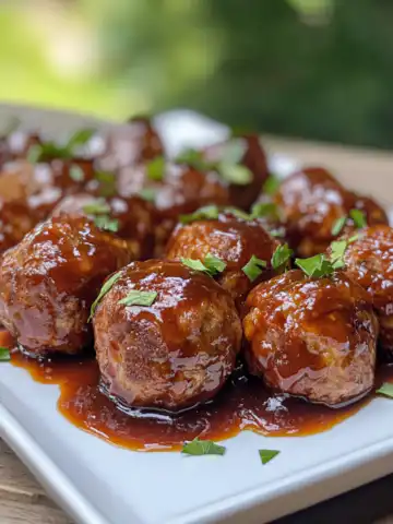 Whiskey Peach BBQ Meatballs Recipe taken with iphone 15 pro max --iw 2 --ar 4:5 --v 6.1 --raw
