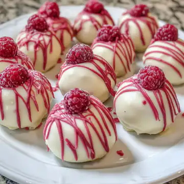 White Chocolate Raspberry Cheesecake Balls Recipe taken with iphone 15 pro max --iw 2 --ar 4:5 --v 6.1 --raw