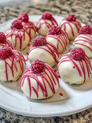 White Chocolate Raspberry Cheesecake Balls Recipe taken with iphone 15 pro max --iw 2 --ar 4:5 --v 6.1 --raw