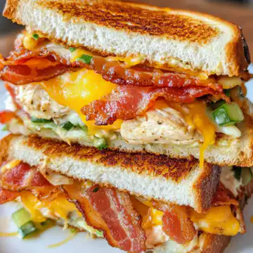Crispy Bacon & Ranch Chicken Melt Recipe taken with iphone 15 pro max --iw 2 --ar 4:5 --v 6.1 --raw