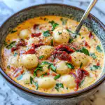 Dairy-Free Sun Dried Tomato Gnocchi Soup Recipe taken with iphone 15 pro max --iw 2 --ar 4:5 --v 6.1 --raw