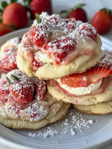 Easy & Soft Strawberry Cream Cheese Cookies taken with iphone 15 pro max --iw 2 --ar 4:5 --v 6.1 --raw
