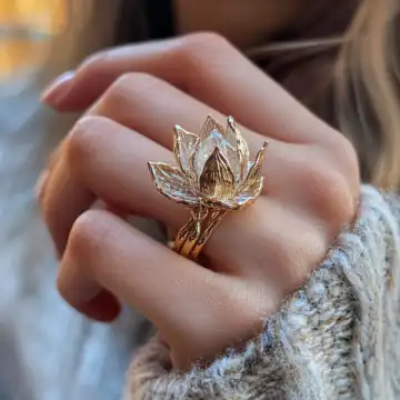 Open Lotus Mandala Engagement Ring taken with iphone 15 pro max --iw 2 --ar 4:5 --v 6.1 --raw